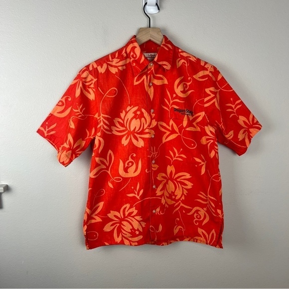 Vtg Alfred Shaheen Reyn Spooner Orange Oregon State Hawaiian Shirt - Picture 2 of 5